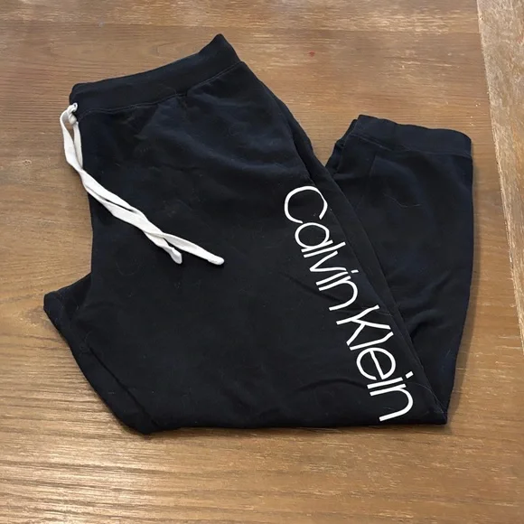 Calvin Klein Black Joggers with White Logo - Picture 2 of 4
